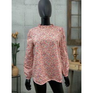 J.Crew Womens Shirt Medium Pink Flowers Liberty Fabric Light Cottagecore Costal